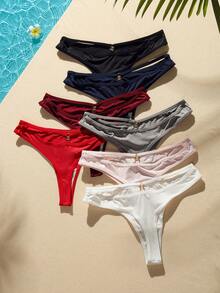 7 piezas Tanga unicolor - Multicolor - Ver 2