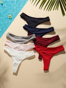 7 piezas Tanga unicolor - Multicolor - Ver 3