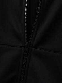 SHEIN Chico preadolescente Cazadora de dos tonos con bolsillo de canguro con capucha - Negro - Ver 3