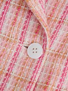 SHEIN Teen Girl Plaid Double Button Crop Overcoat - Multicolor - View 3