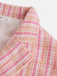 SHEIN Teen Girl Plaid Double Button Crop Overcoat - Multicolor - View 5