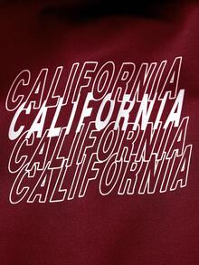 SHEIN Tween Boy Letter Graphic Sweatshirt & Joggers - Burgundy - View 4