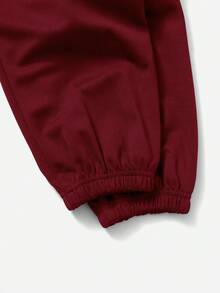 SHEIN Tween Boy Letter Graphic Sweatshirt & Joggers - Burgundy - View 6