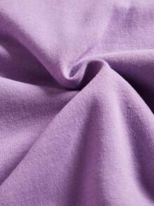 Teen Girl Casual Solid Color Thermal Lined Sweatshirt, Suitable For Autumn/Winter - Mauve Purple - View 3