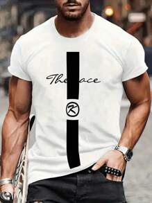 Manfinity 男士字母圖案T恤 - 白色 - 查看 1