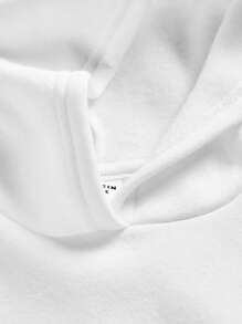 SHEIN Loose Fit Casual Young Boy Solid Color Thermal Lined Sweatshirt, Suitable For Autumn/Winter - White - View 3