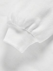 SHEIN Loose Fit Casual Young Boy Solid Color Thermal Lined Sweatshirt, Suitable For Autumn/Winter - White - View 4