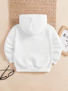 SHEIN Loose Fit Casual Young Boy Solid Color Thermal Lined Sweatshirt, Suitable For Autumn/Winter - White - View 5