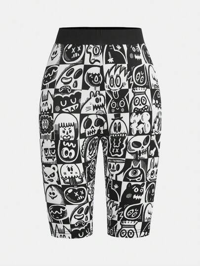 Wotto Cartoon Graphic Biker Shorts