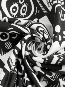 Wotto 卡通圖案騎行褲 - 黑與白 - 查看 3