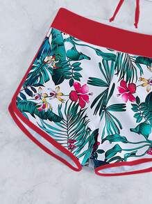 SHEIN Swim 夏季海灘熱帶印花頸項式比基尼套裝 - 彩色 - 查看 5