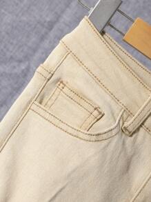 SHEIN Tween Boy Ripped Frayed Bleach Wash Jeans - Khaki - View 6