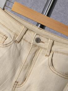 SHEIN Tween Boy Ripped Frayed Bleach Wash Jeans - Khaki - View 4