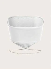 SHEIN ICON 鏈條細節露背短款抹胸上衣 - 白色 - 查看 2