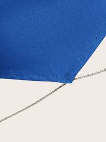 SHEIN ICON Chain Detail Bandana Hem Tube Top - Blue - View 4