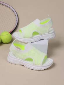 女孩透氣針織運動涼鞋,時尚戶外 - 綠色 - 查看 5