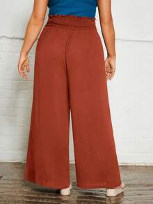 SHEIN Clasi Plus Pantalon Ample À Taille Froncée - Acajou - Voir 3