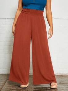 SHEIN Clasi Plus Pantalon Ample À Taille Froncée - Acajou - Voir 4