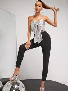 SHEIN Unity 金屬蝴蝶結鑲鑽連身褲 - 彩色 - 查看 1