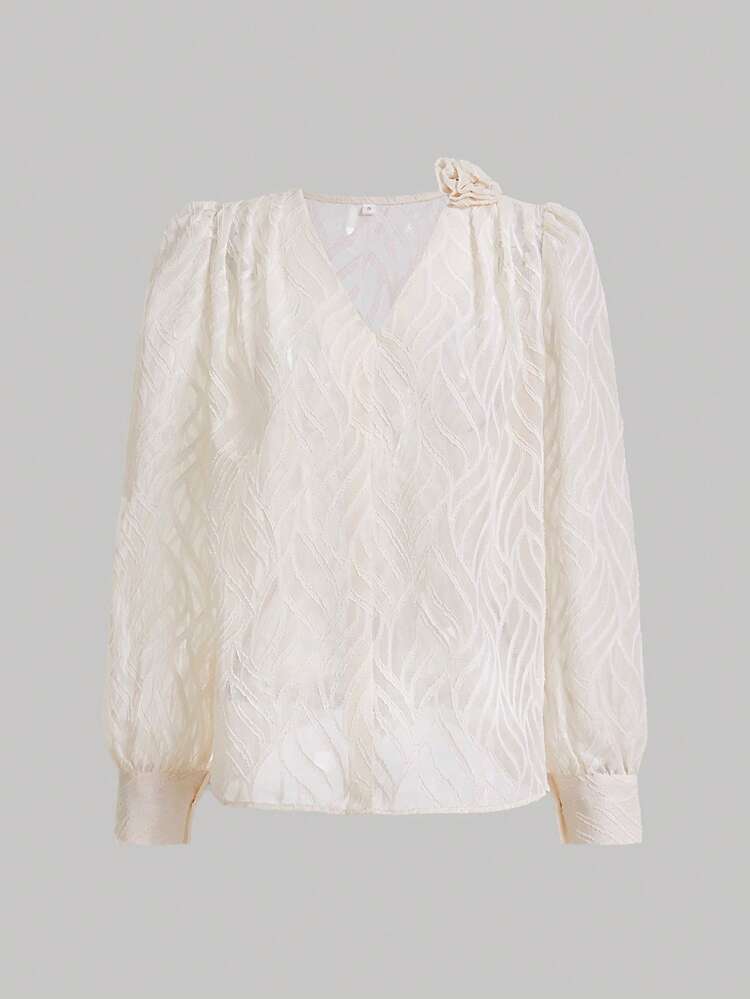 Solid Stereo Flower Blouse Fall Cloth For Women