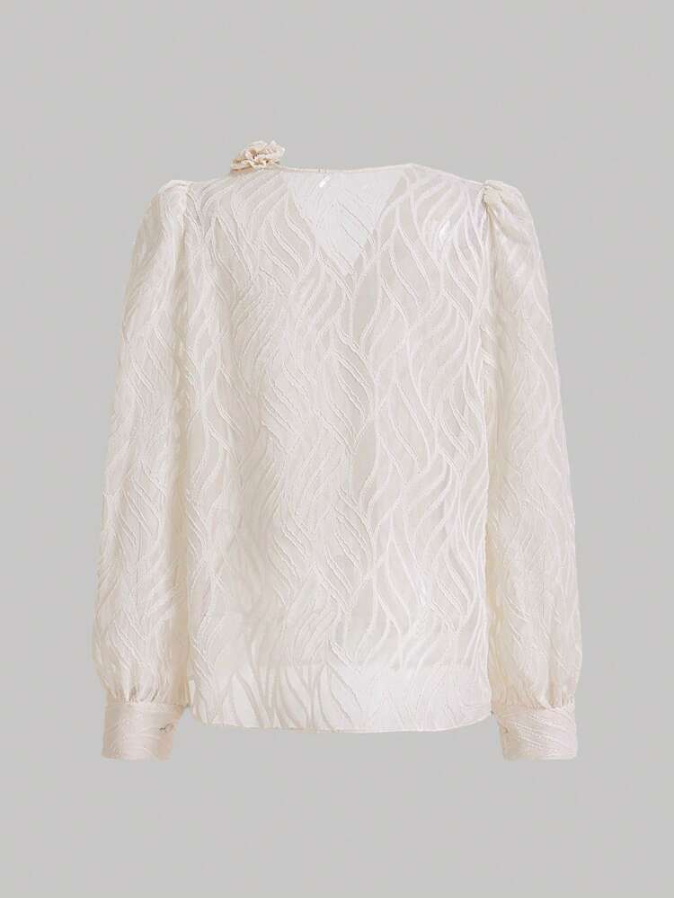 Solid Stereo Flower Blouse Fall Cloth For Women