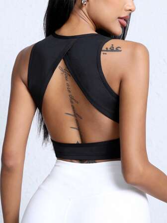 Slayform Seamless Solid Racer Back Crop Sports Tank Top Fitted Shirtworkout Tank Top