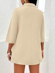 SOLERSUN 素色抹胸上衣&短褲&青果領開門襟外套 - 杏色 - 查看 2