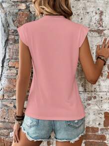 SHEIN LUNE Solid Batwing Sleeve Tee - Pink - View 2