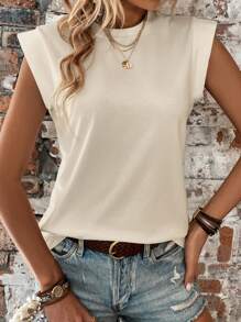 SHEIN LUNE Solid Batwing Sleeve Tee - Apricot - View 1