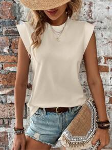 SHEIN LUNE Solid Batwing Sleeve Tee - Apricot - View 4