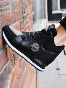 秋冬女士坡跟厚底轻便增高运动鞋，女式运动鞋 - 黑色 - 查看 9