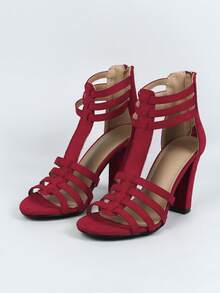 新品到貨時尚高跟涼鞋適合女士 - 紅色 - 查看 4