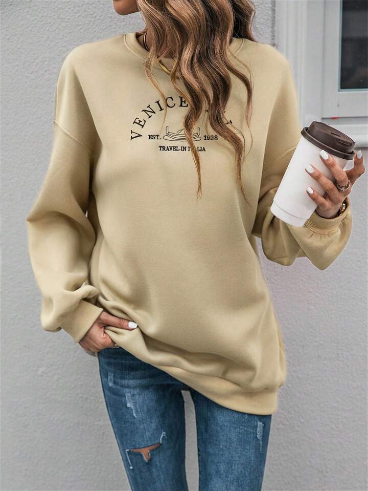 SHEIN Essnce Letter Graphic Drop Shoulder Sweatshirt | SHEIN UK