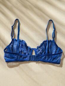 حمالة صدر سكسي مع تطريز تباين' - أزرق بحري - مشاهدة 2