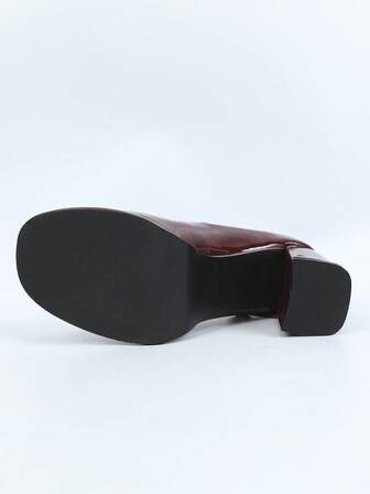 Fall/Winter 2025 Fashion Burgundy Pumps For Women, Minimalist Chunky Heeled Mary Jane Pumps,Elegant