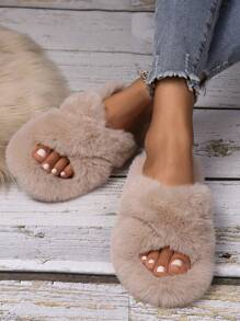 交叉拖鞋適合女士,女孩,秋天&冬天,可愛ins風格屋家居拖鞋