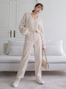 DAZY 斜口袋直筒牛仔褲