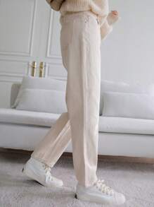 DAZY 斜口袋直筒牛仔褲