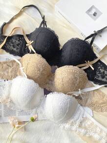 Shein Underwear&Sleepwear Basics 3pcs Lace Underwire Bra Lingerie