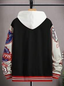 Manfinity LEGND Loose Fit Men's Printed Graffiti Varsity Jacket - Black - View 3