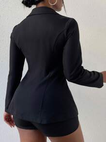 Chiquease Lapel Neck Hook And Eye Blazer & Shorts