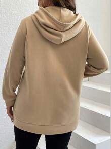 SHEIN LUNE Plus Letter Graphic  Pocket Drawstring Hoodie Pullover Fall Outfit Winter Autumn