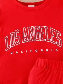 Baby Boy Letter Graphic Tee & Shorts