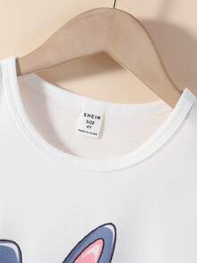 SHEIN 男小童卡通圖案T恤&翻蓋細節短褲 - 藍色 - 查看 6