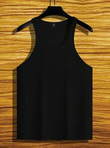 Manfinity Homme Camiseta de tirantes de punto acanalado para hombre - Negro - Ver 4