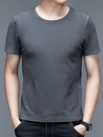 Men Solid Crew Neck Tee