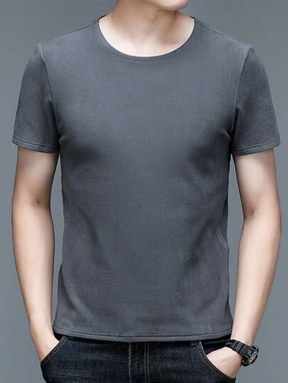 Men Solid Crew Neck Tee