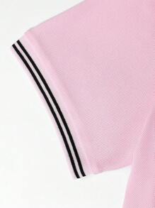 Manfinity Homme 男士條紋飾邊POLO衫 - 粉色 - 查看 5