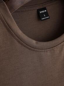 Manfinity Homme 男士 T 恤 合身圆领短袖标语 T 恤 休闲 男士摩卡 T 恤 男士棕色 T 恤 棕色 T 恤 男士摩卡 T 恤 男士棕色 T 恤 - 棕色 - 查看 5