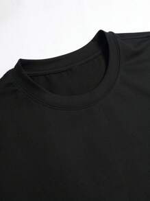 男士星形和標語圖案T恤 - 黑色 - 查看 4